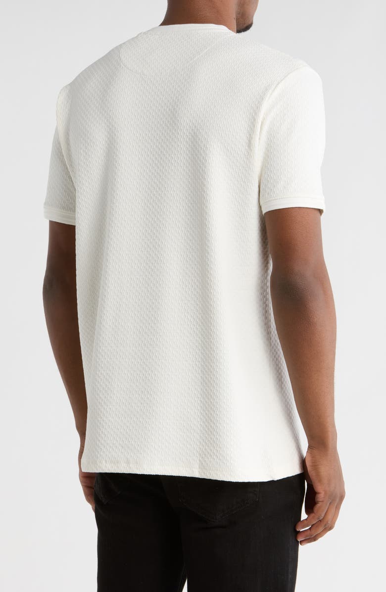 DENIM AND FLOWER Solid Crewneck Textured T-Shirt, Alternate, color, Dull White