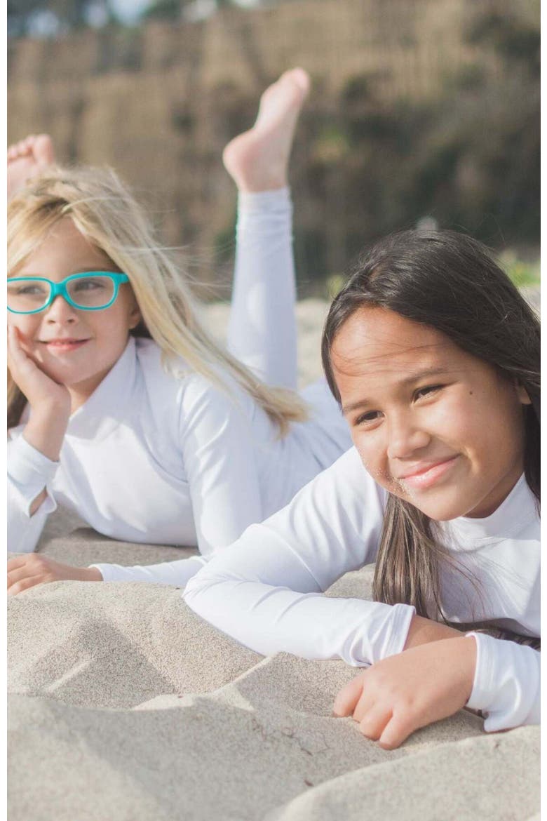 Girls' Rash Guard Swim Top - UPF 50+, Alternate, color, Solid Bright White