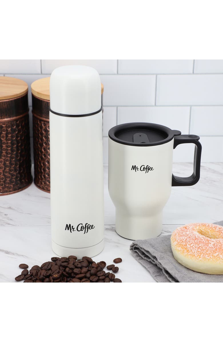 Mr. Coffee Javelin 2 Piece Thermal Bottle and Travel Mug Set, Alternate, color, White
