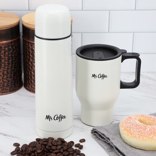 Mr Coffee Mr. Coffee Javelin 2 Piece Thermal Bottle And Travel Mug Set In White