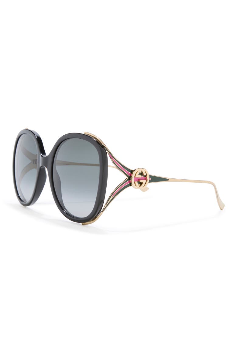 56mm Round Sunglasses, Alternate, color, BLACK GOLD GREY