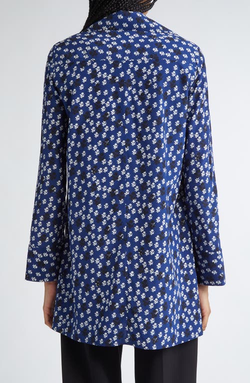 Proenza Schouler Emmeline Floral Print Silk-blend Shirt In Navy Multi