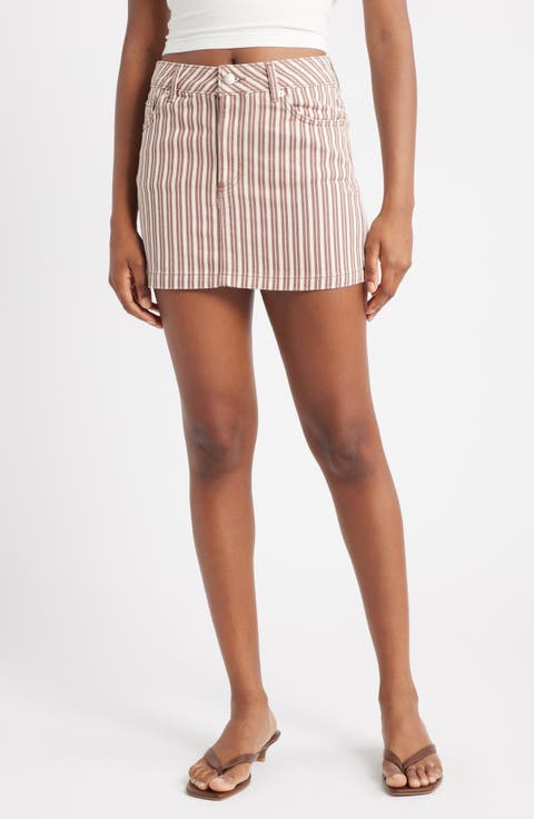 Stripe Denim Miniskirt