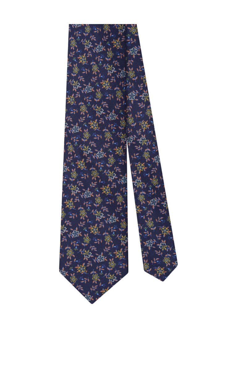 Robert Talbott Robert Flowers Ribbed Silk Best of Class Necktie, Main, color, Navy
