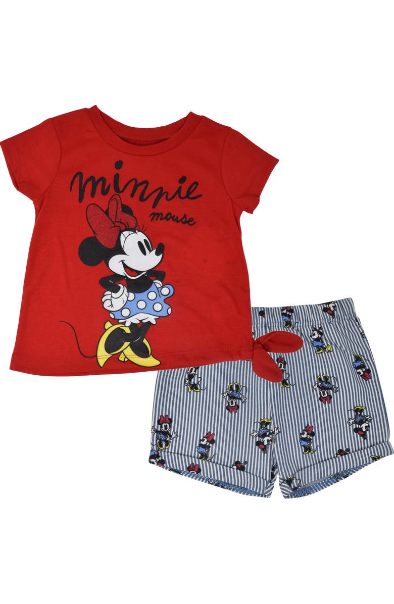 Disney Minnie Mouse 2-Piece Top and Shorts Set, Main, color, Red Stripe Minnie