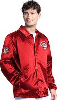 STARTER Men's Starter  Red Cincinnati Reds Cooperstown Collection Point Man Full-Snap Coaches Jacket