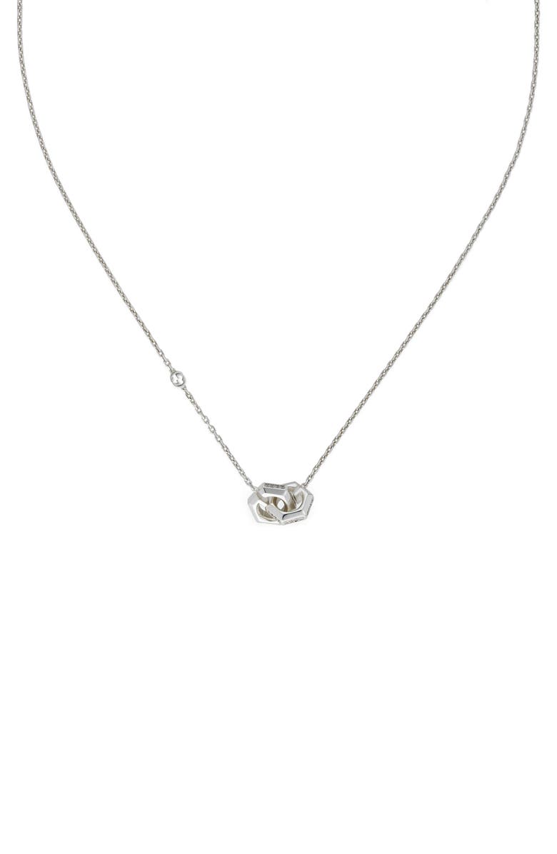 Gucci Crystal Embellished GG Cube Pendant Necklace, Alternate, color, Silver/White