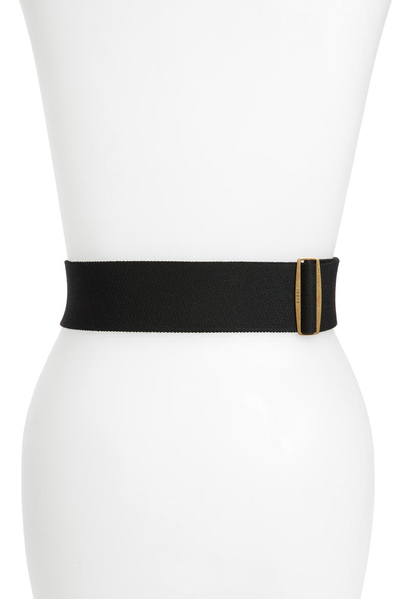 GG Marmont Crystal Buckle Stretch Belt, Alternate, color, NERO/ CRYSTAL