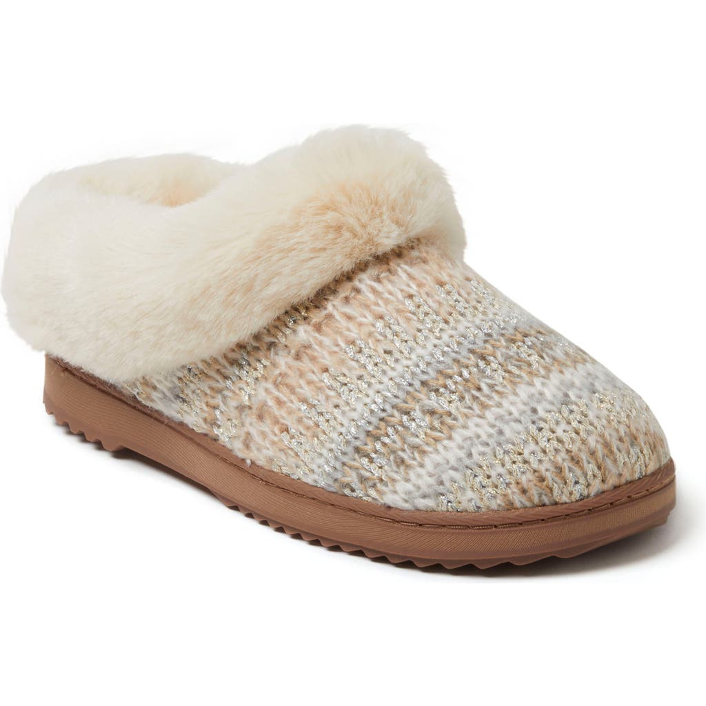 Dearfoams Hannah Festive Knit Clog Slipper In Brown