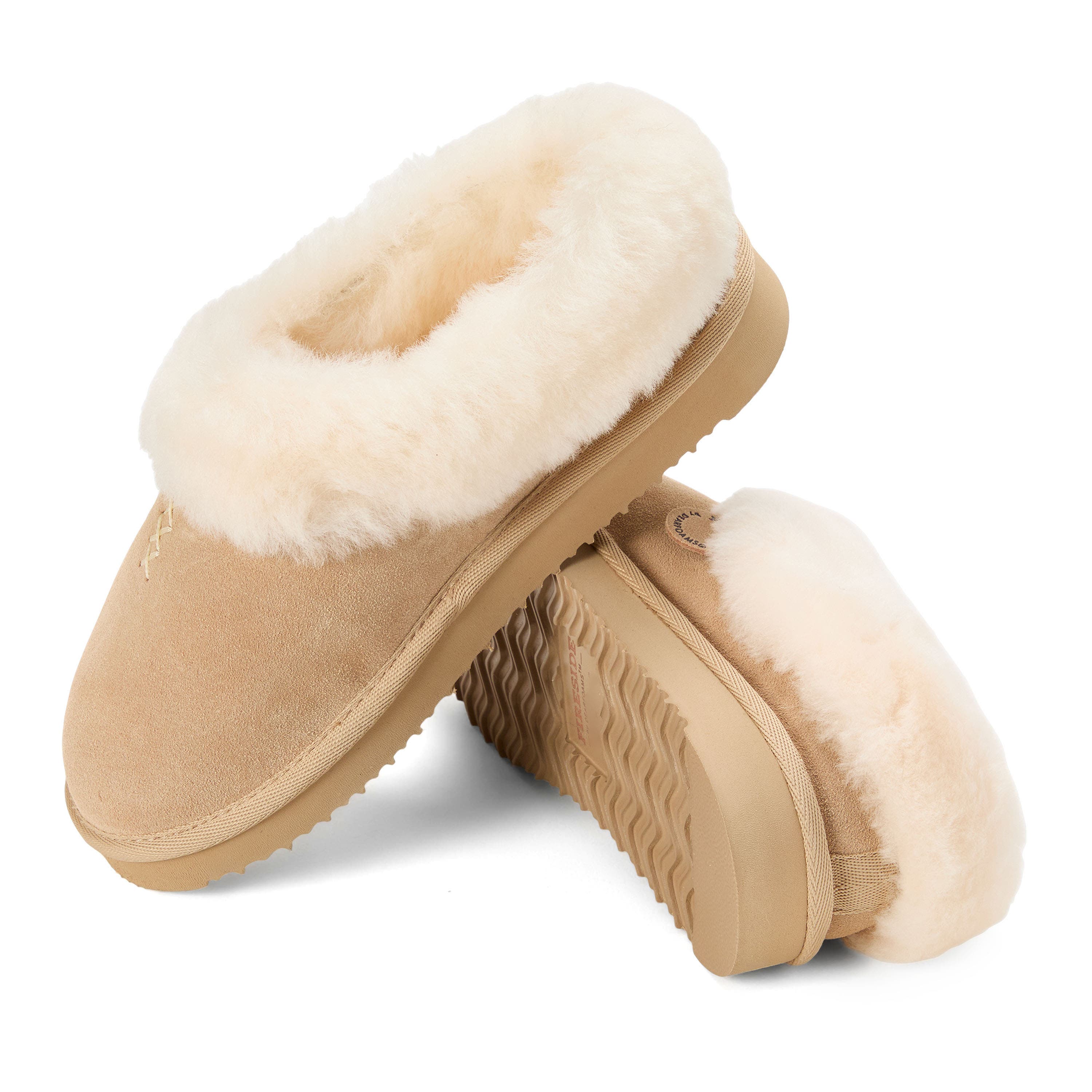 DEARFOAMS Fireside Adelaide Genuine Shearling Clog Slipper, Alternate, color, Sand