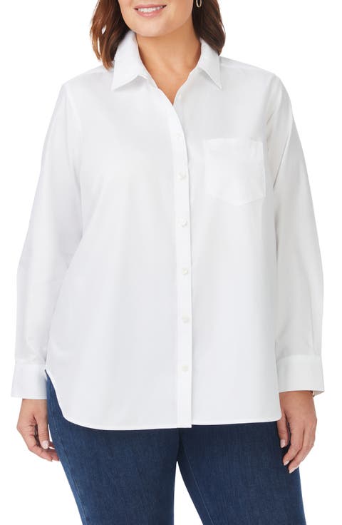 Boyfriend Non-Iron Cotton Blouse (Plus Size)