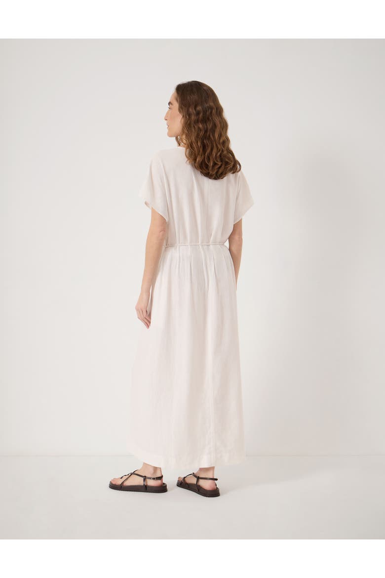 Remy Pleated Linen Blend Midi Dress, Alternate, color, White
