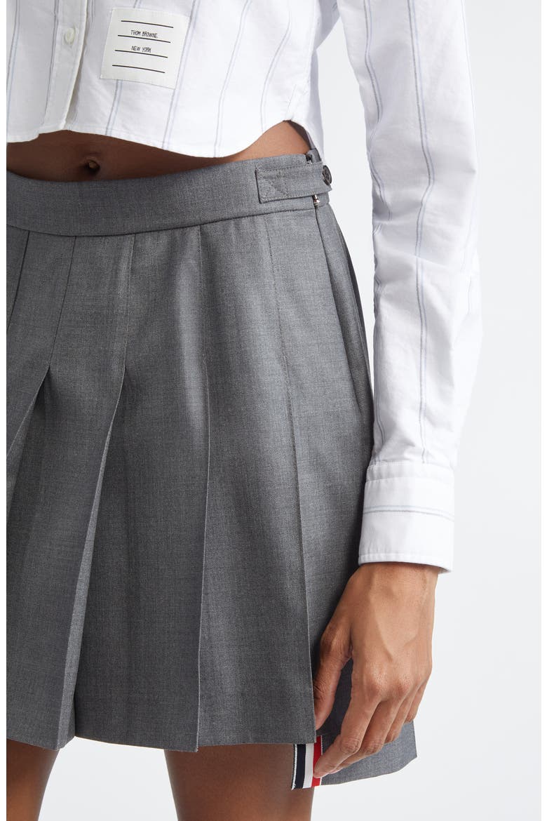 Drop Back Pleated Wool Miniskirt, Alternate, color, MEDIUM GREY