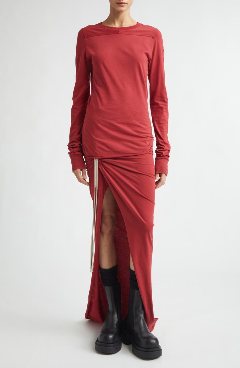 Moncler x Rick Owens Girder Long Sleeve Yoke T-Shirt, Alternate, color, Red