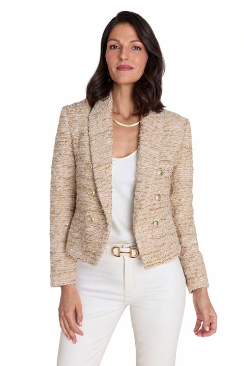 Gabrielle Double Breasted Tweed Blazer