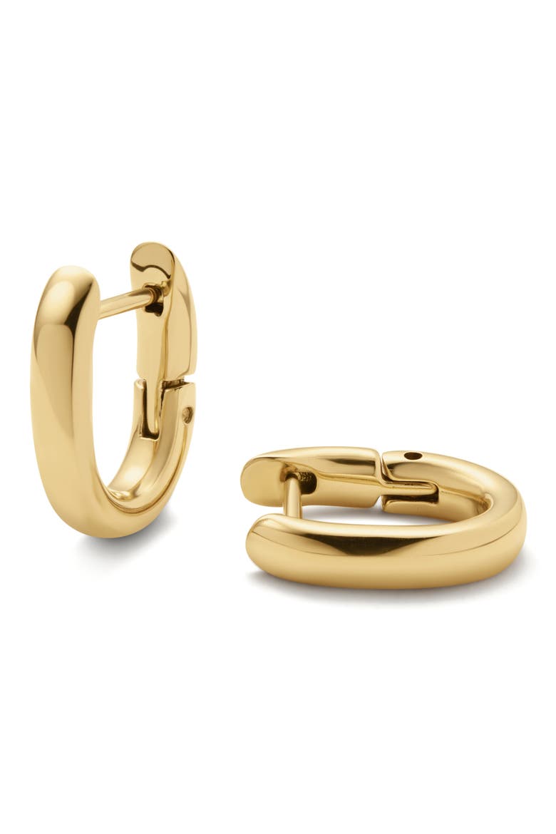 Oval Huggie Hoop Earrings, Main, color, GOLD