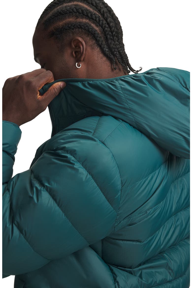 Legend Down Hooded Performance Puffer Jacket, Alternate, color, ARDEN GREEN / / WHITE