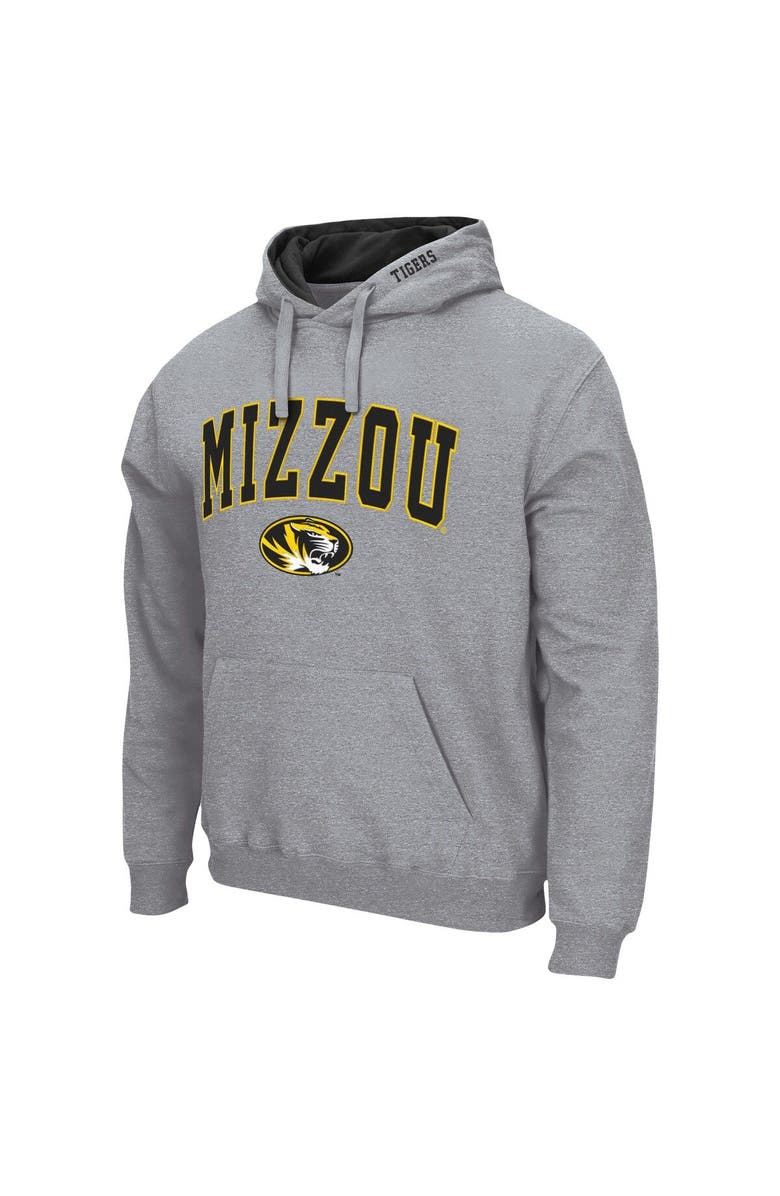 COLOSSEUM Men's Colosseum Heather Gray Missouri Tigers Arch & Logo 3.0 Pullover Hoodie, Alternate, color, Heather Gray