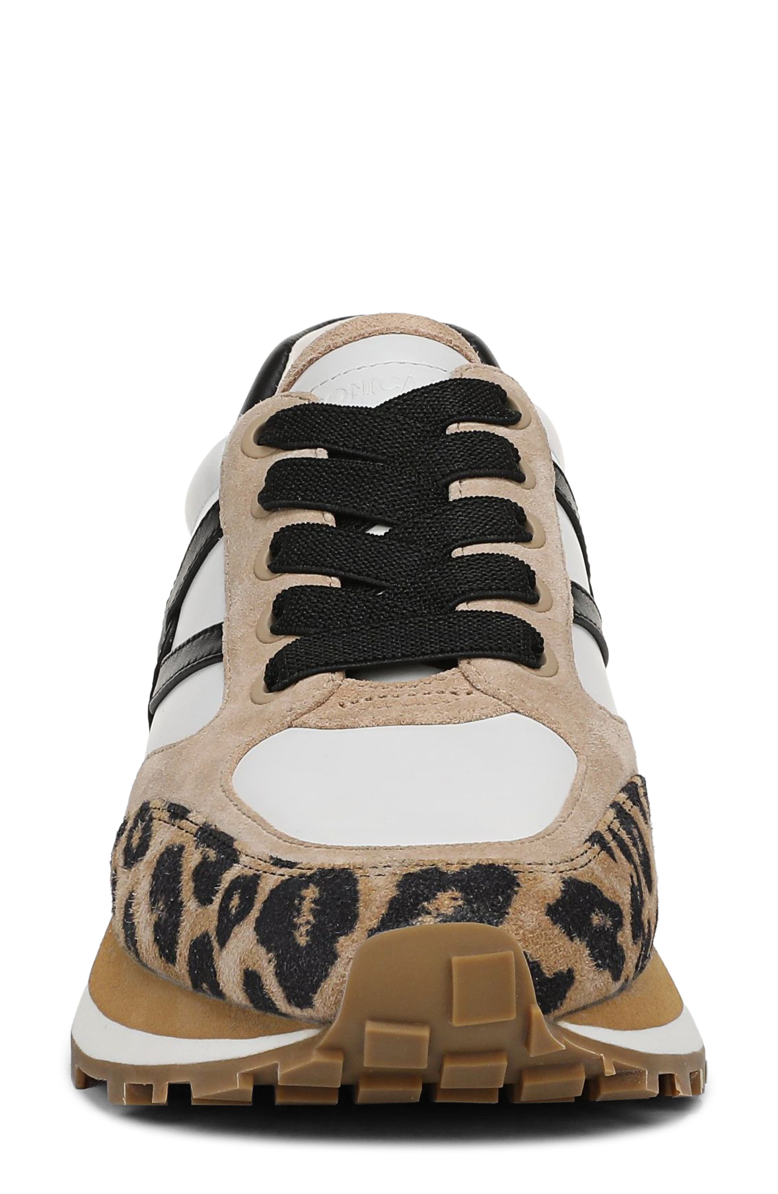 Veronica Beard Valentina Leopard Contrast Sneaker, Alternate, color, Leopard/ Sand/ Black