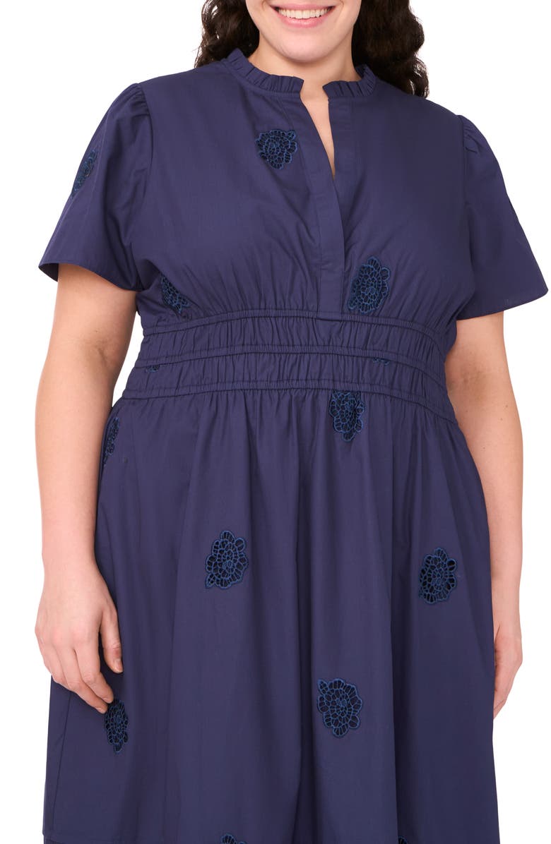 CeCe Floral Embroidered Flounce Hem Cotton Maxi Dress, Alternate, color, Night Shade