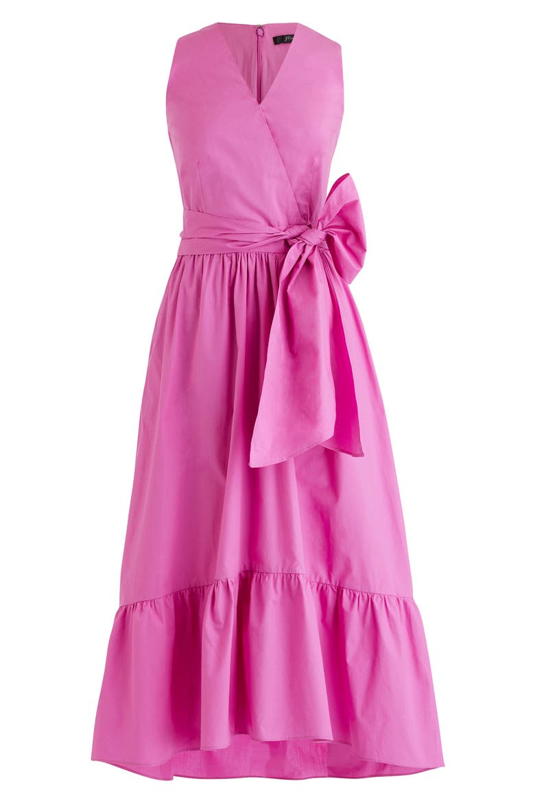 Faux Wrap Cotton Poplin Dress, Alternate, color, VIVID FUSCHIA