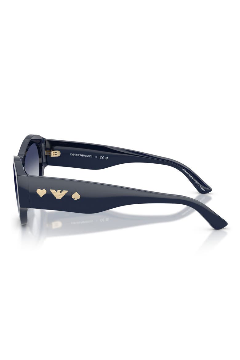 136mm Irregular Sunglasses, Alternate, color, SHINY BLUE / GREY BLUE