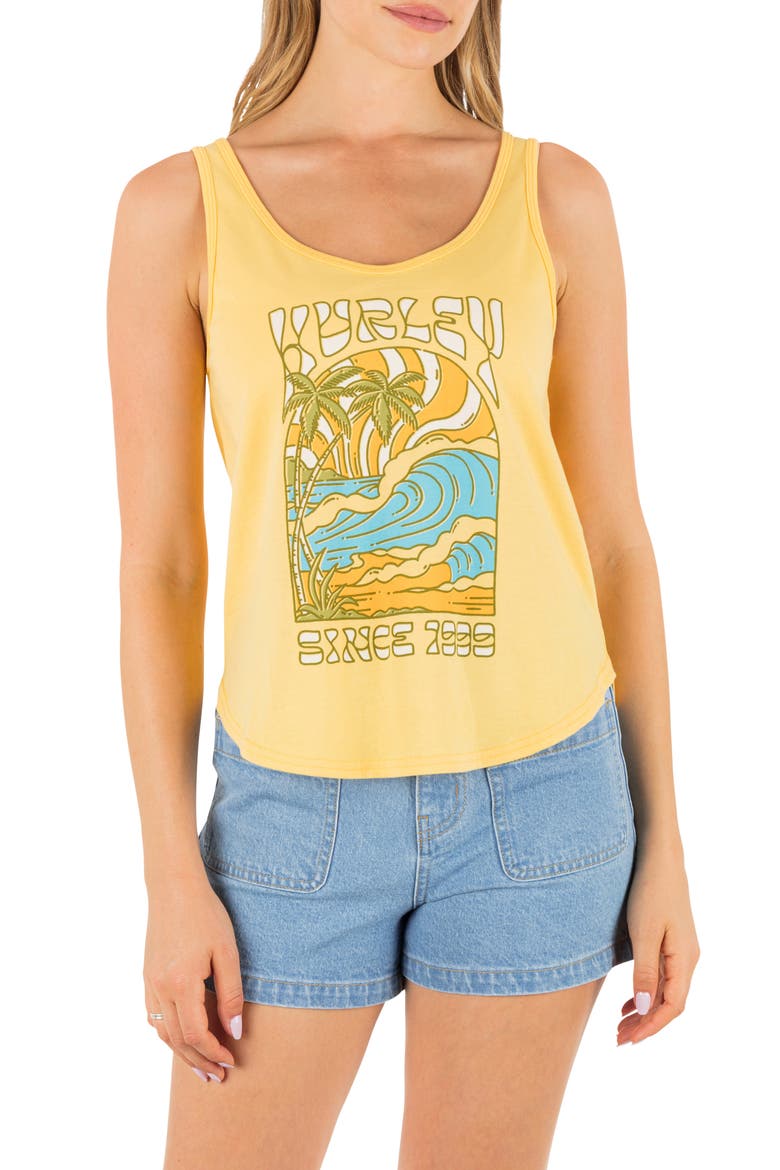 Splash Scoop Hem Cotton Graphic Tank Top, Main, color, BANANA CREAM