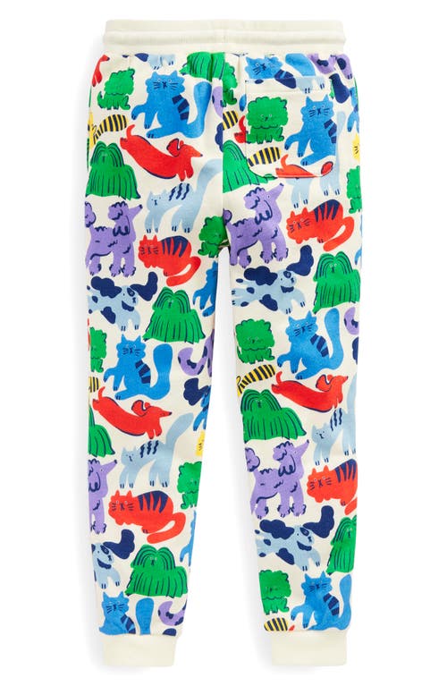 Shop Mini Boden Kids' Pet Print Cotton Joggers In Oatmeal Rainbow Pets