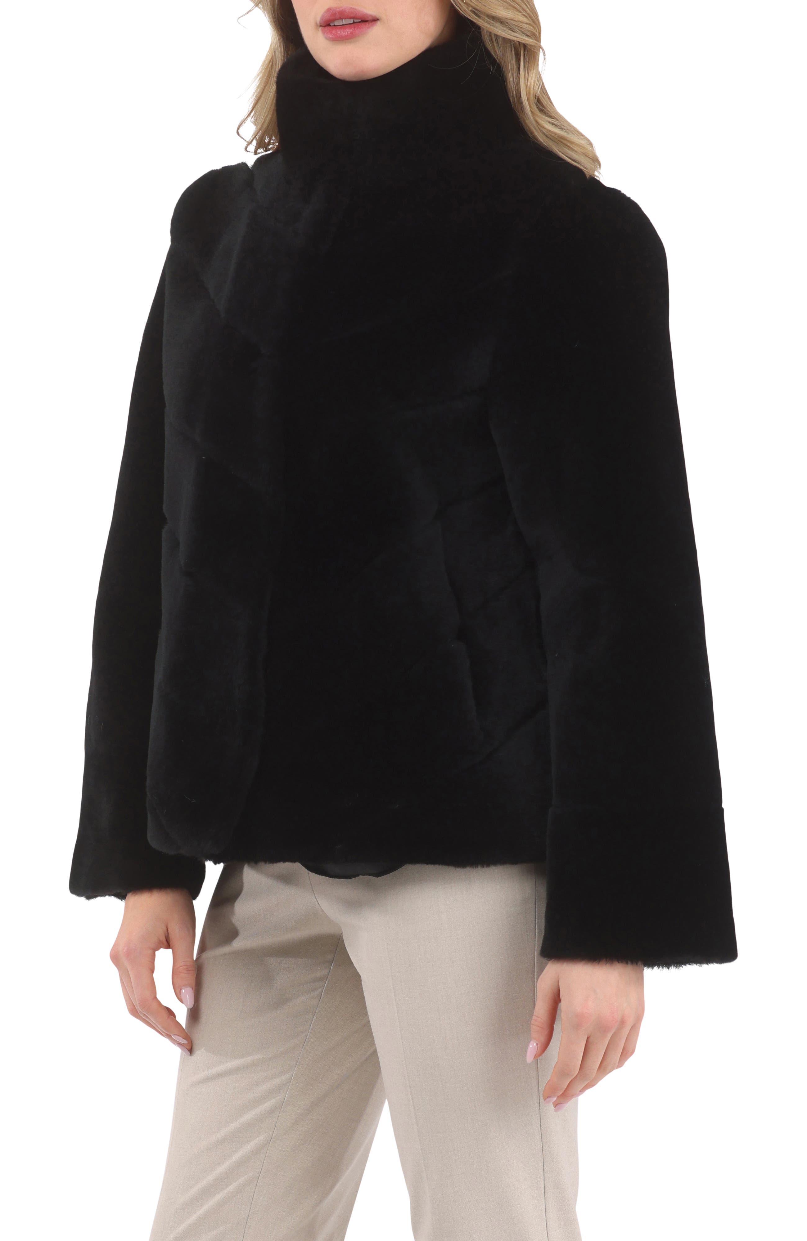 Genuine Shearling Reversible Chevron Jacket and Horizontal Bottom - image 2