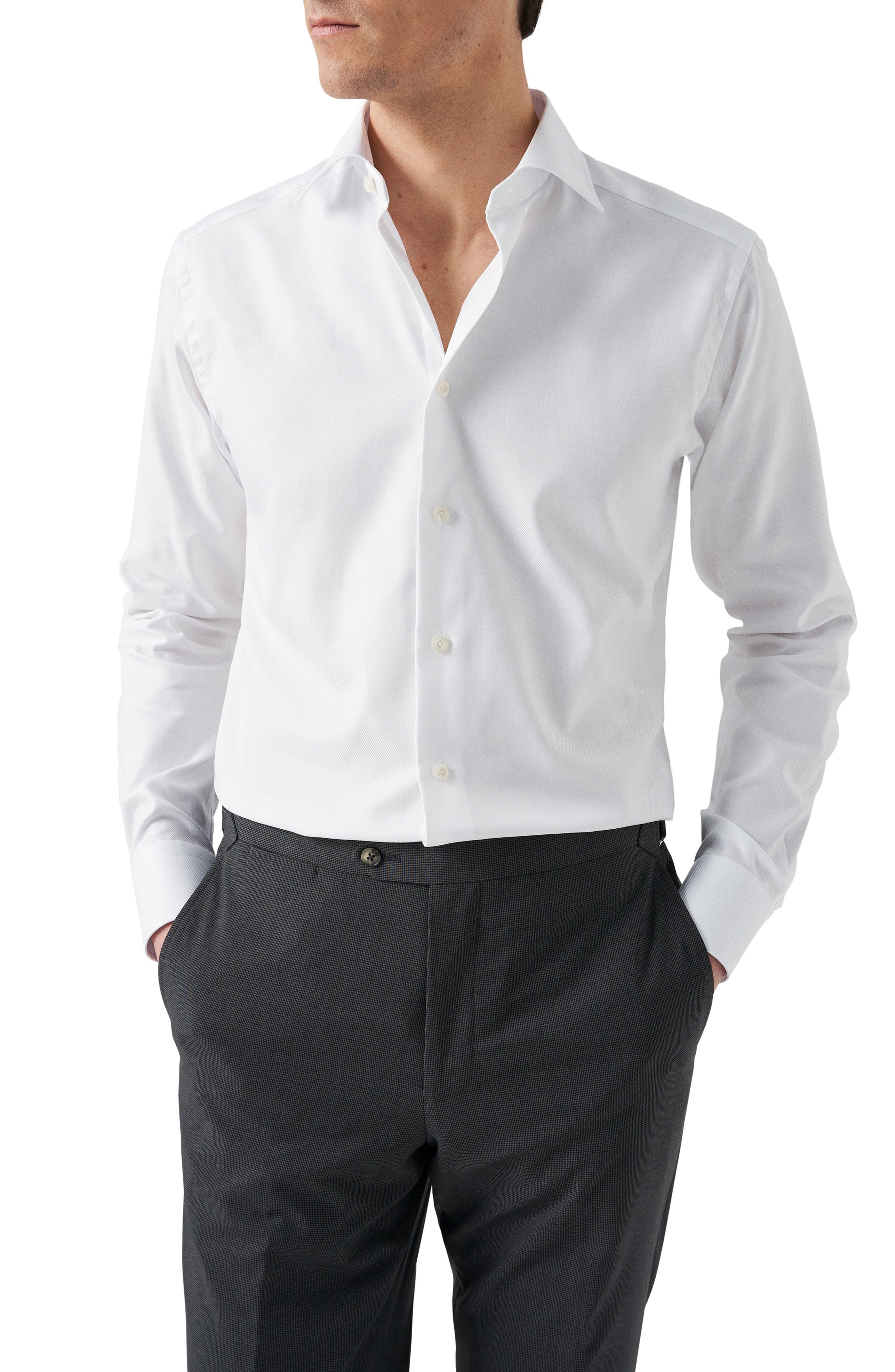 Slim Fit Diagonal Weave Shirt