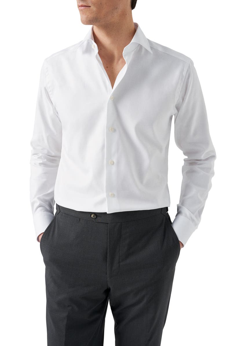 Eton Slim Fit Diagonal Weave Shirt, Main, color, White