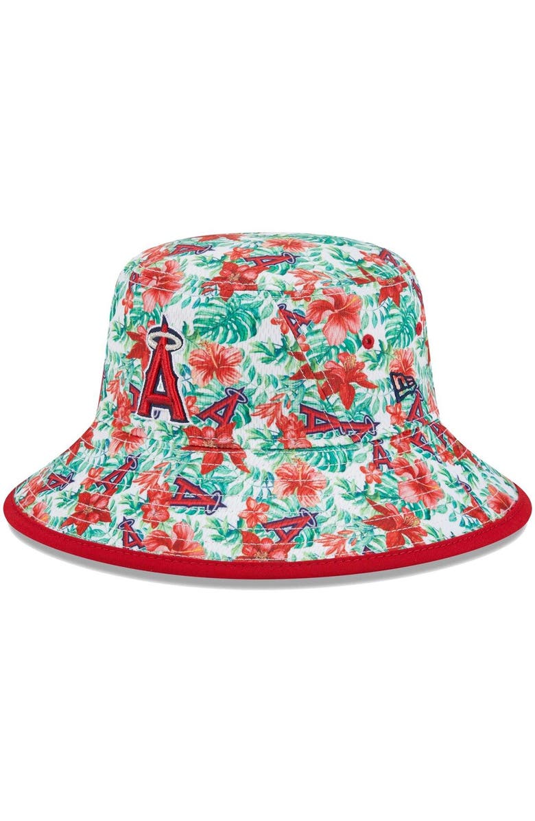 New Era Men's New Era Los Angeles Angels Tropic Floral Bucket Hat, Main, color, Red