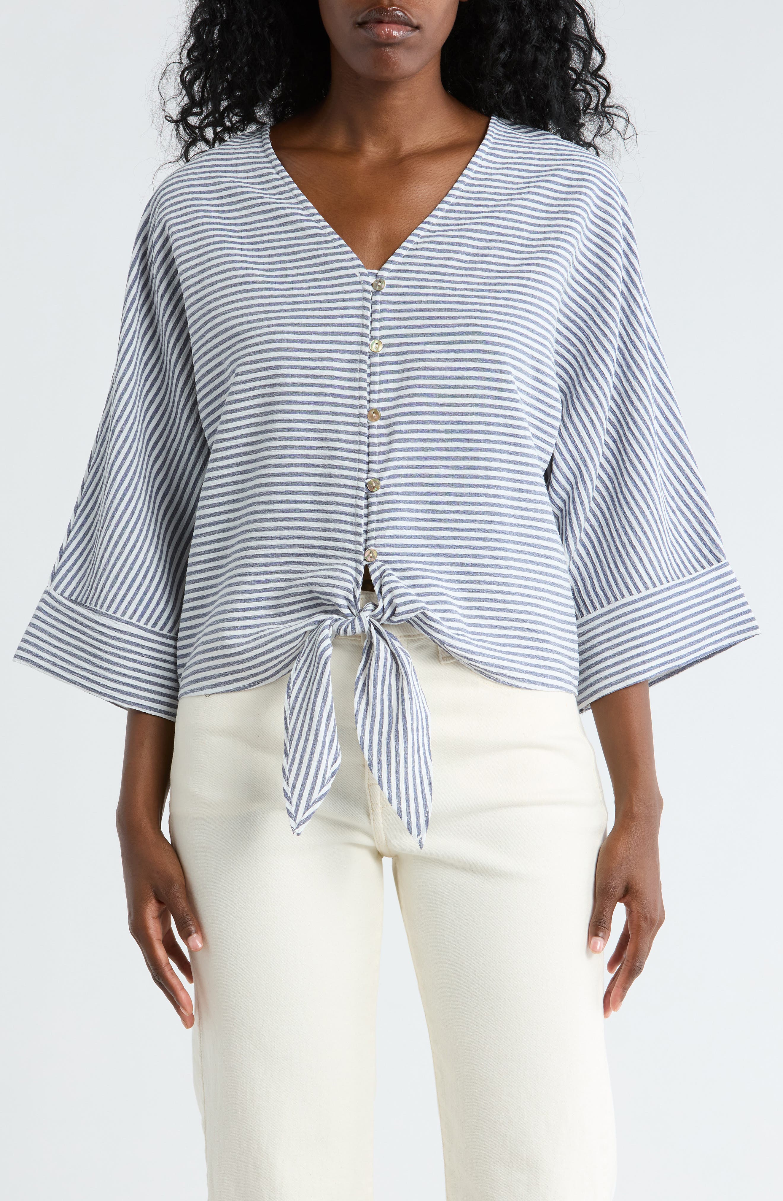 Tie Front Seersucker Top - image 3