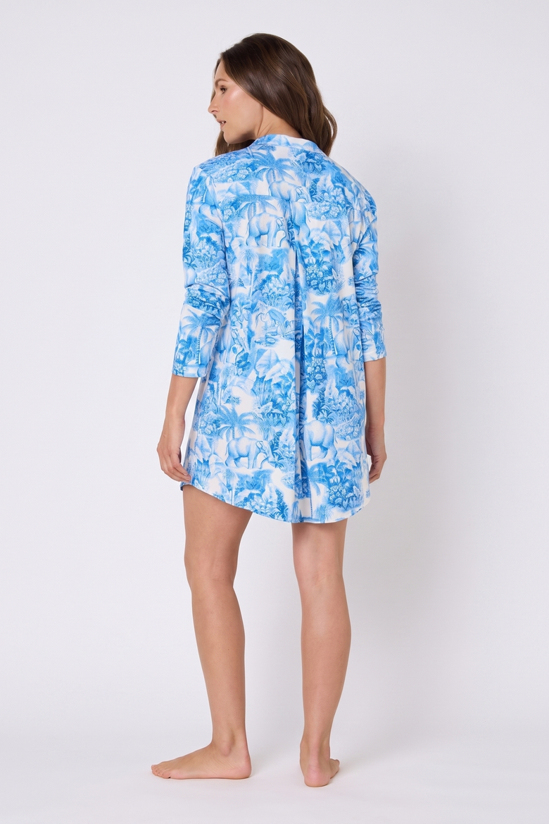 Confetti Dot Pima Knit Night Shirt, Alternate, color, Palm Grove Toile Blue