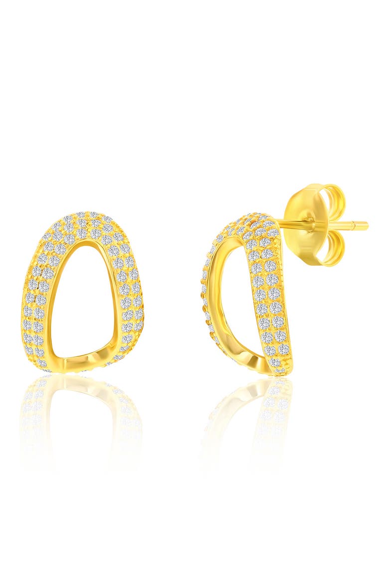 Pavé Cubic Zirconia Oval Stud Earrings & Pendant Necklace Set, Alternate, color, GOLD