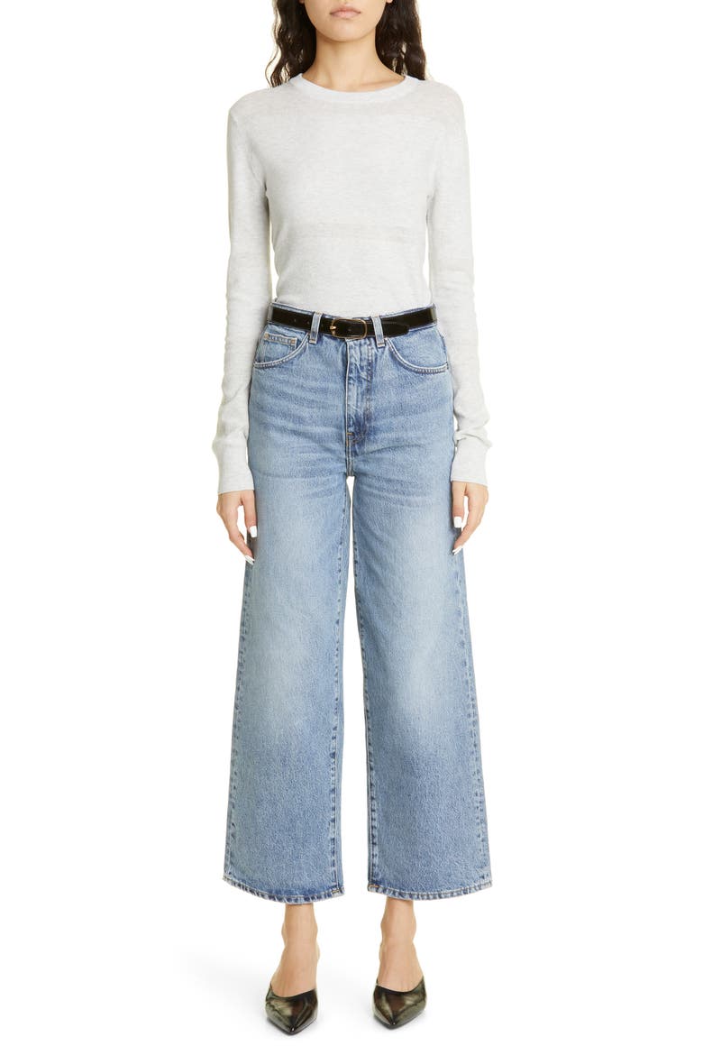 Rigid Organic Cotton Flare Leg Jeans, Alternate, color, WORN BLUE