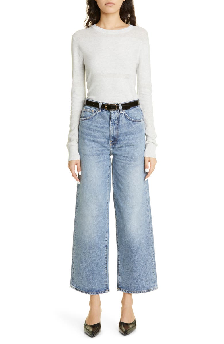 TOTEME Rigid Organic Cotton Flare Leg Jeans, Alternate, color, Worn Blue