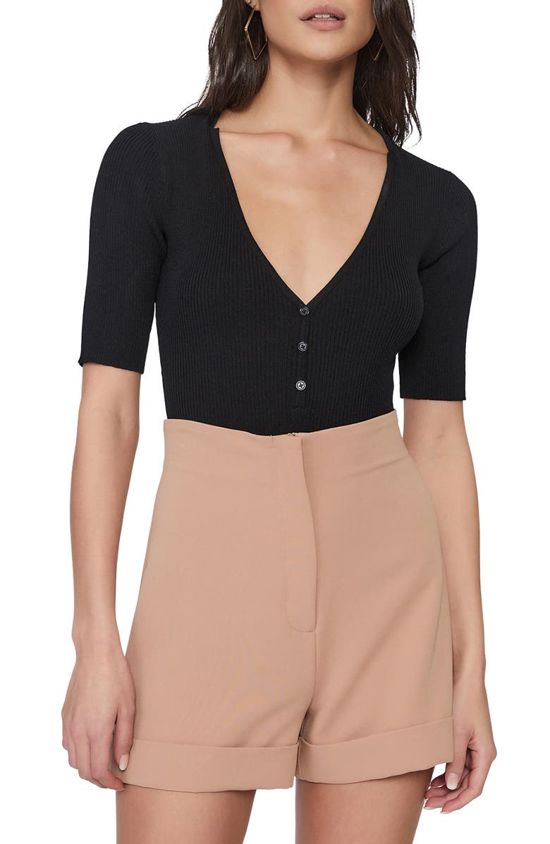 Bardot Aliette Collar Rib Bodysuit, Main, color,