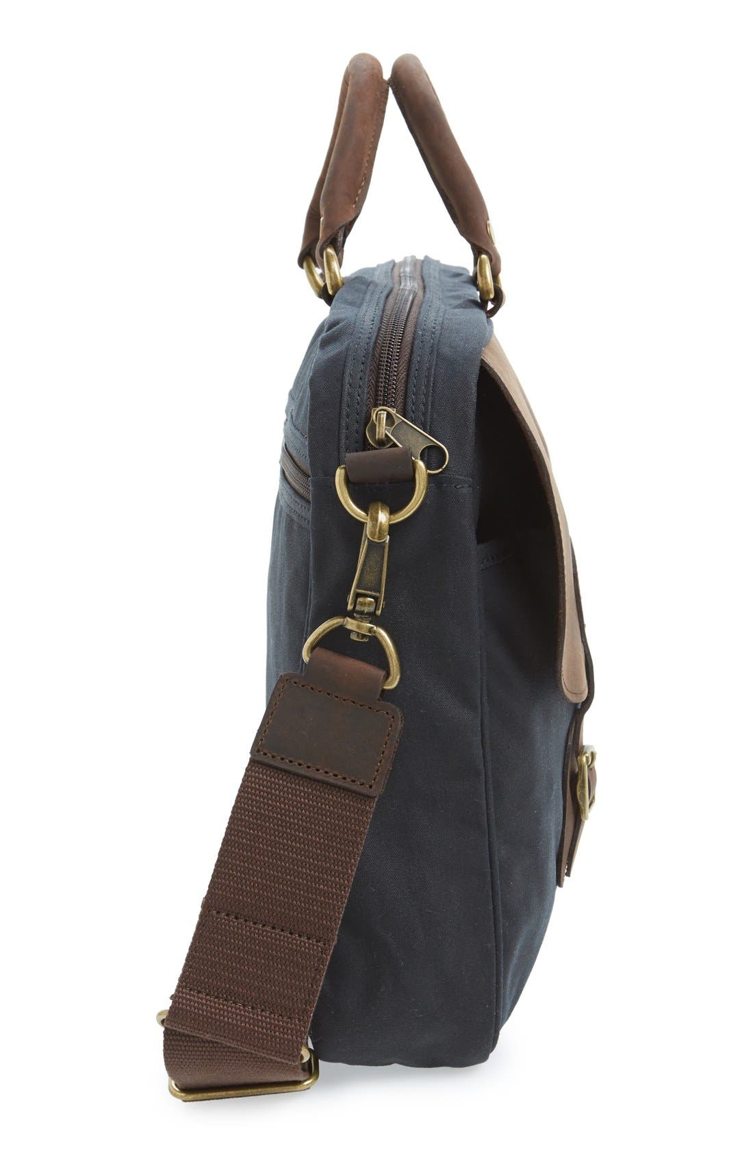 Waxed Leather Briefcase, Alternate, color, NAVY