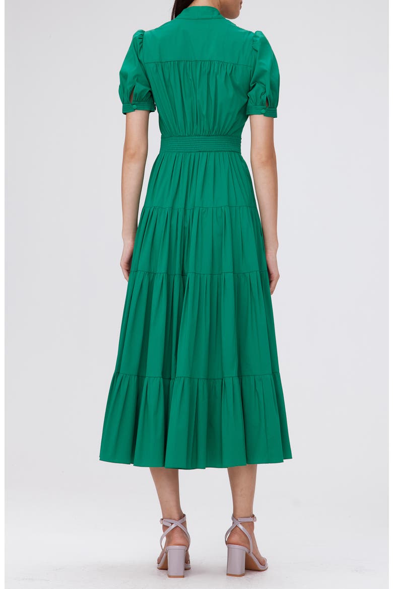 Darby Tiered Cotton Blend Midi Dress, Alternate, color, SIGNATURE GREEN
