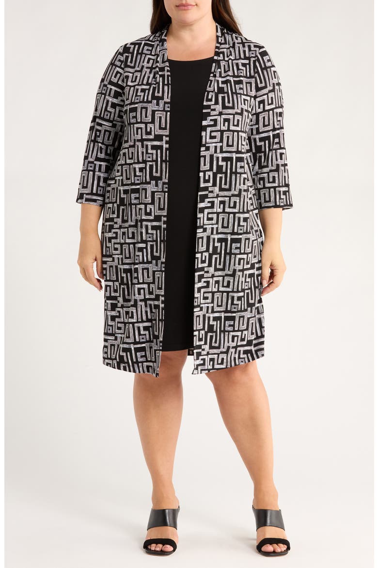 Two Piece Jacket & Dress, Main, color, BLACK