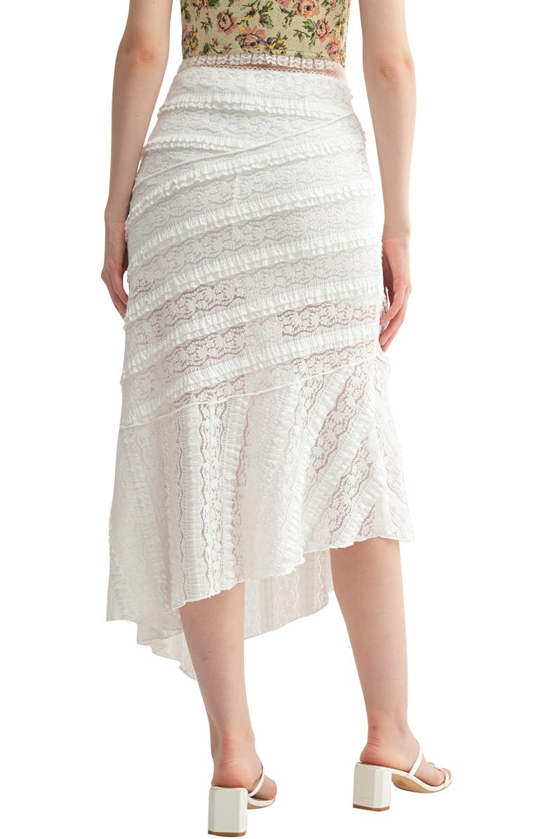 All in Favor Lace Frill Asymmetric Skirt, Alternate, color, Ivory