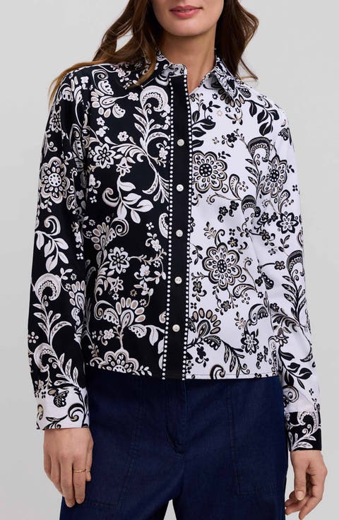 Jodie Daisy Colorblock Cotton Button-Up Shirt