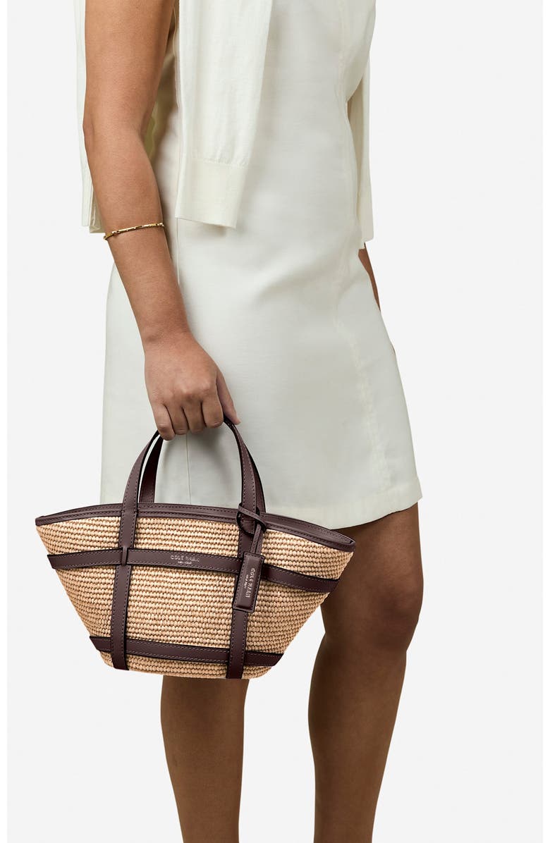 Cole Haan Key West Crossbody Tote, Alternate, color, Natural Raffia/ Dk. Chocolate