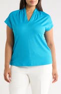 KASPER V-Neck Stretch Crepe Top