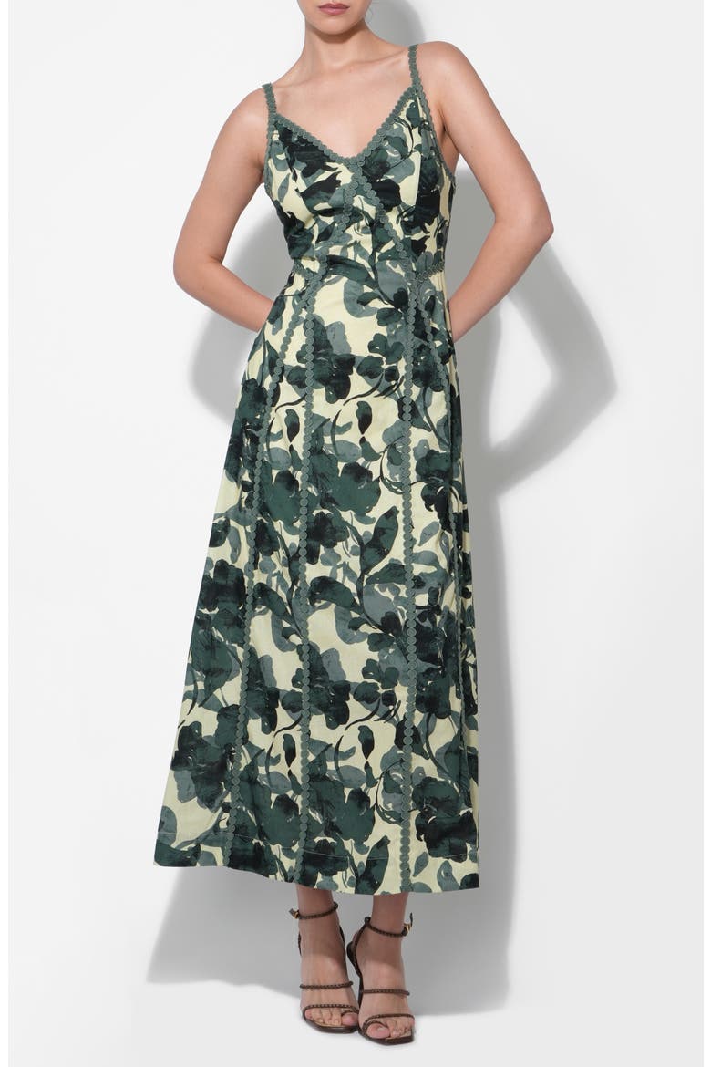 Madison Floral Print Cotton & Linen Maxi Slipdress, Alternate, color, OLIVE MULTI