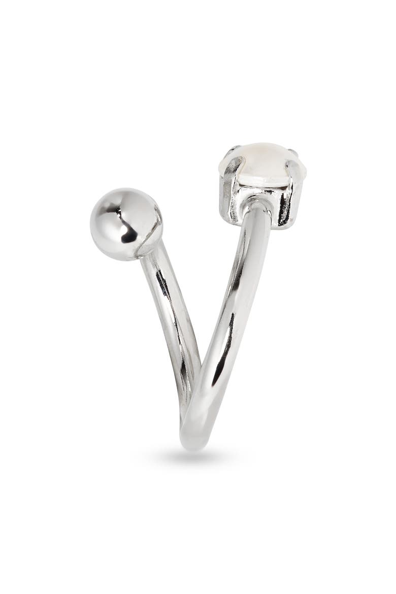 Coco Imitation Pearl Open Ring, Alternate, color, PALLADIUM