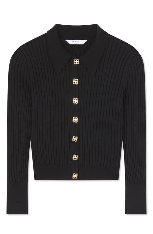 Lk Bennett Dakota Rib Cardigan In Black