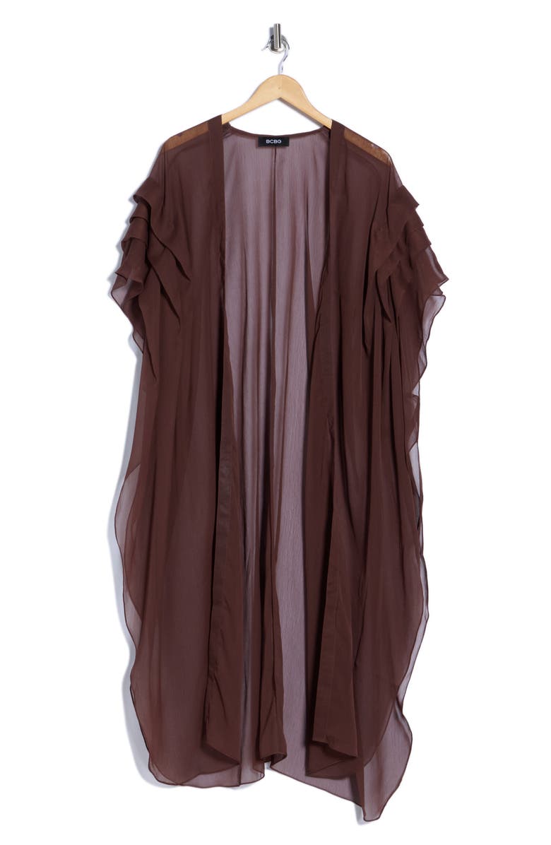 BCBGeneration Solid Pleated Chiffon Duster, Alternate, color, Brown