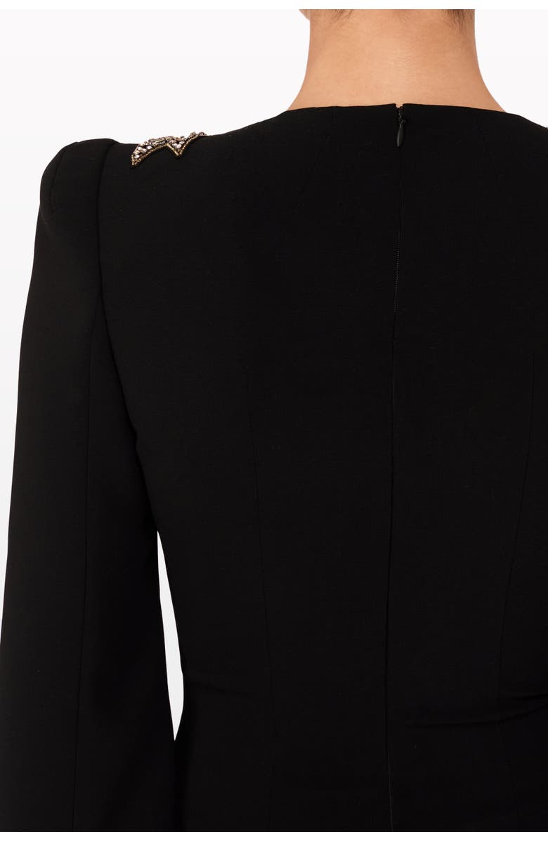 Jenny Packham Precious Floral-Embellished Slit-sleeve Maxi Dress, Alternate, color, Liquorice